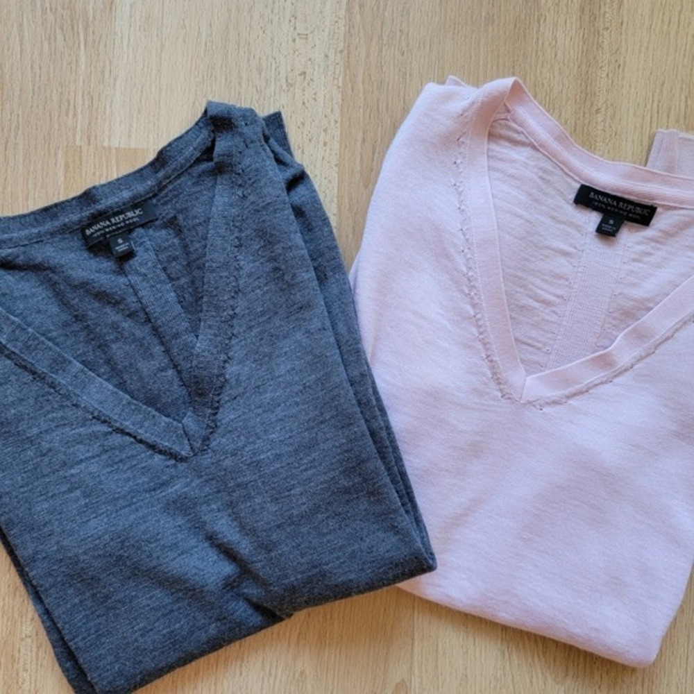 Banana‎ Republic Women Merino Wool Sweaters bundle Pink & Grey Size Small